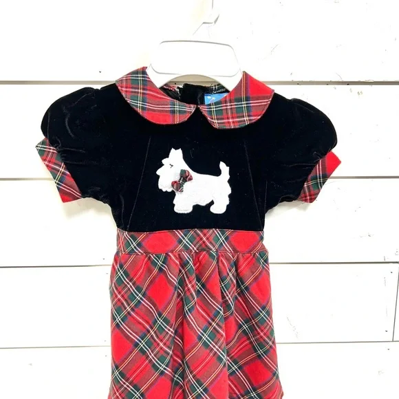 Cre8ions holiday dress terroir dog Christmas dress 2t red black - Picture 5 of 7